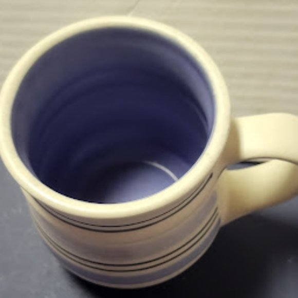 Pfaltzgraff Hand painted "Rio" Blue Stripe Mug with Blue Interior - Picture 3 of 4